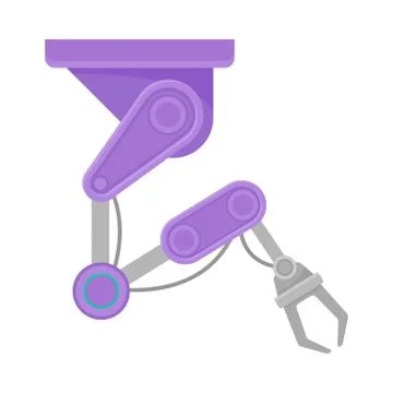 Purple robotic hand. Vector illustration on white background. Illustrazione stock