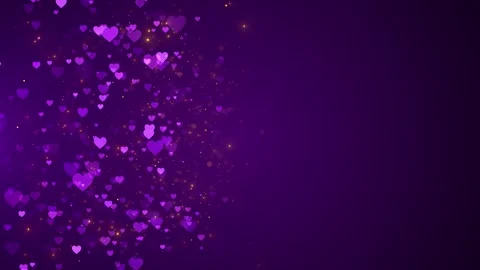 Purple romantic background floating hearts golden sparkle dots, smooth gradient, Stock Footage 340401745
