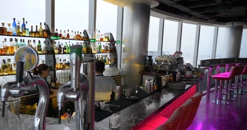 Purple rooftop bar in saigon Stock Footage 97215716