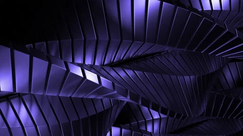 Purple rotating 3d stripes. Design. Light illuminated strips made of square Stock Footage 239366058