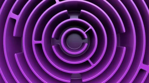 Purple round labyrinth. Top view. Full frame. Illustrazione stock