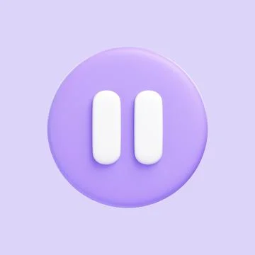 Purple round pause button isolated on purple background Stock Illustration