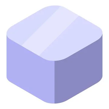 Purple rounded cube representing abstract concept in isometric view Stock Illustration