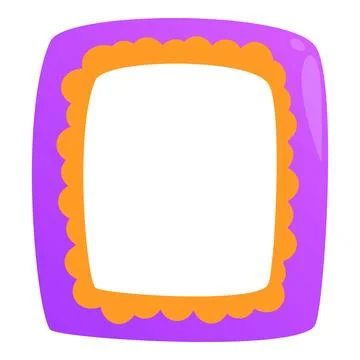 Purple rounded square frame with orange scalloped border for kids Illustrazione stock