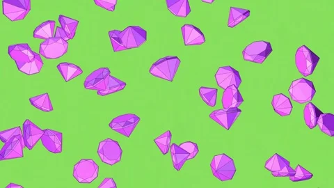 Purple rubies fall on a green background. 3D animation. Stock Footage 219029749
