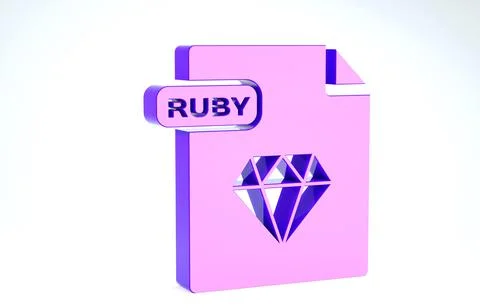 Purple RUBY file document. Download ruby button icon isolated on white backgr Stock Illustration