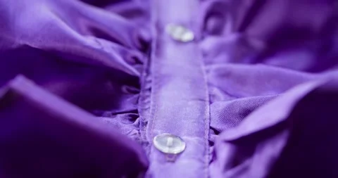 Purple ruffles close-up. Sewing a violet dress. Handmade tailoring, professional Video stock 167895309