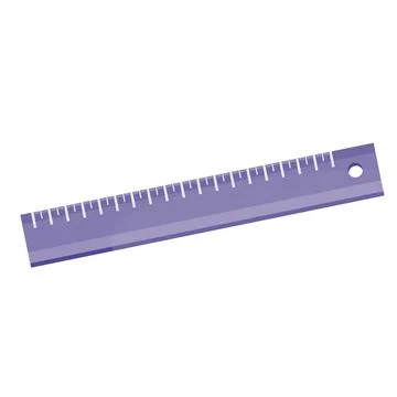 Purple ruler for classes in the lesson of mathematics and geometry, top view, Stock Illustration