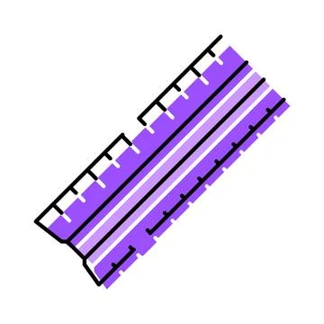 Purple ruler measuring tool for school geometry study Stock Illustration