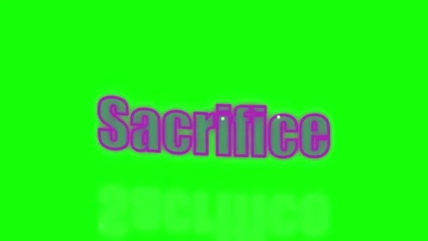 Purple sacrifice text graphic flying across green screen background with screen Stock Footage 340940587