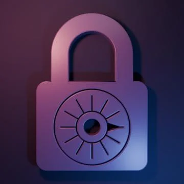 Purple Safe combination lock wheel icon isolated on purple-blue background... Stock Illustration