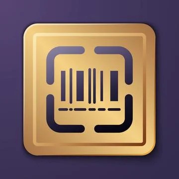 Purple Scanner scanning bar code icon isolated on purple background. Barcode 库存插图