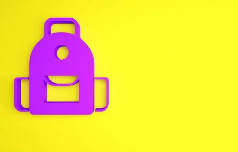 Purple School backpack icon isolated on yellow background. Minimalism concept イラスト素材