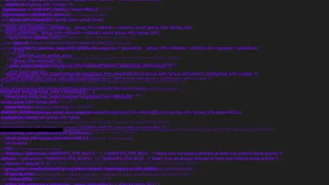 Purple screen coding hacker concept animation with glitch. Illustrazione stock