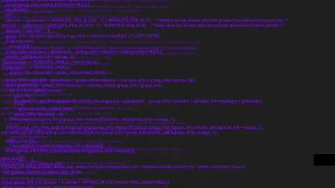 Purple screen coding hacker concept animation with glitch. Illustrazione stock