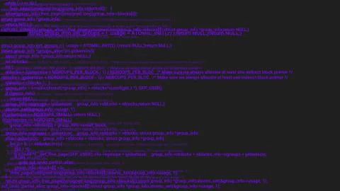 Purple screen coding hacker concept animation with glitch. Illustrazione stock