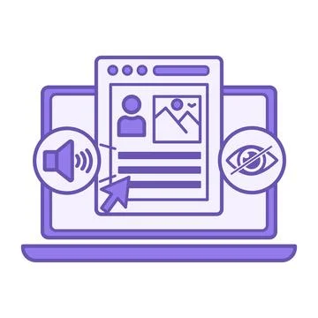 Purple Screen Reader Software Icon. Vector Illustration. Software that Read.. Stock Illustration