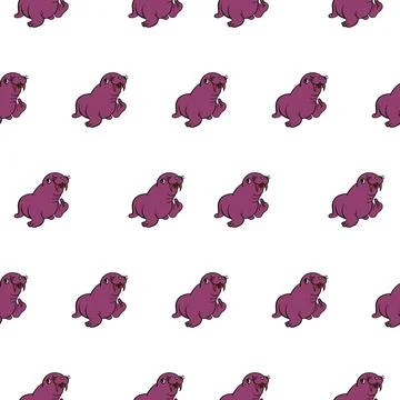 Purple sea lion pattern Stock Illustration