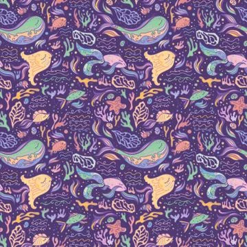Purple sea pattern Stock Illustration