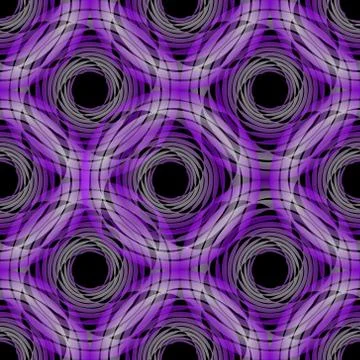 Purple seamless background with overlapping circle shapes on black background Stock Illustration