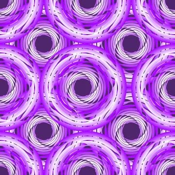 Purple seamless background with overlapping circle shapes on black background Stock Illustration