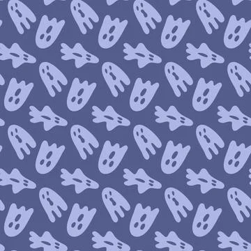 Purple seamless pattern with ghost boogie symbol halloween holiday Stock Illustration