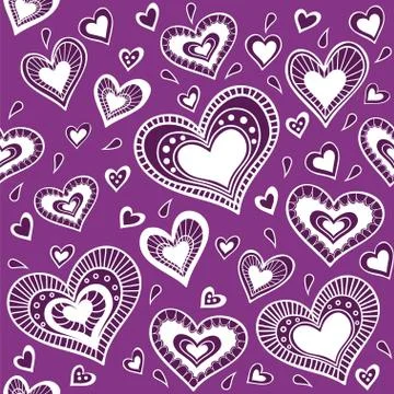 Purple seamless pattern with hearts Stock Illustration