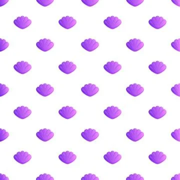 Purple seashell repeated pattern on white background Stock Illustration