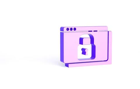 Purple Secure your site with HTTPS, SSL icon isolated on white background. In Illustration