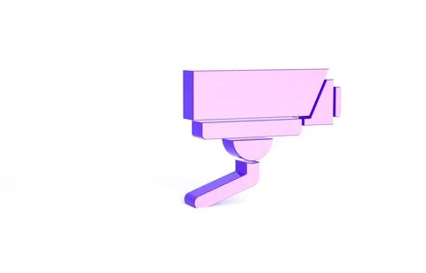 Purple Security camera icon isolated on white background. Minimalism concept. Illustrazione stock