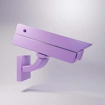 Purple Security camera icon isolated on grey background. Minimalism concept.. Stock Illustration