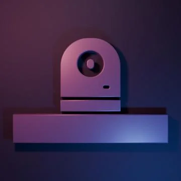 Purple Security camera icon isolated on purple-blue background. Minimalism .. Stock Photos