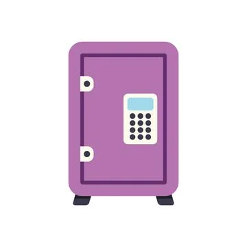 Purple security safe with electronic keypad lock 스톡 일러스트