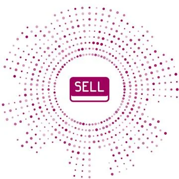 Purple Sell button icon isolated on white background. Financial and stock Stock Illustration