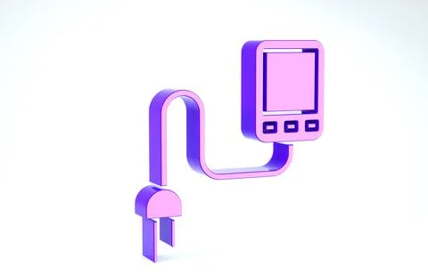 Purple Sensor icon isolated on white background. 3d illustration 3D render Stock Illustration