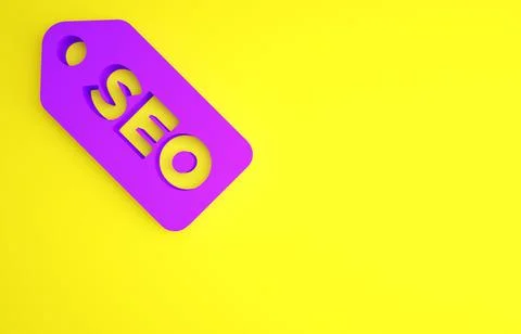 Purple SEO optimization icon isolated on yellow background. Minimalism concep Stock Illustration