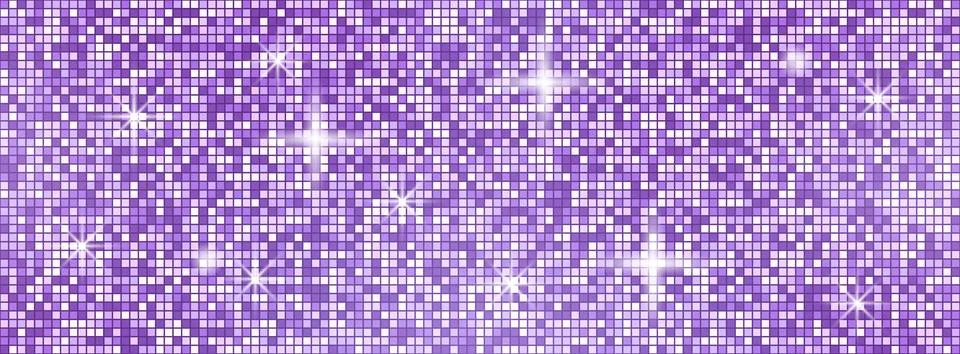 Purple sequin pattern. Disco ball pattern. Seamless glam bg. Stock Illustration