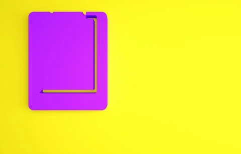 Purple Server, Data report icon isolated on yellow background. Minimalism con Stock Illustration