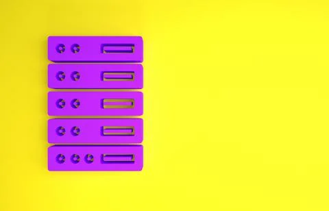 Purple Server, Data, Web Hosting icon isolated on yellow background. Minimali Illustrazione stock