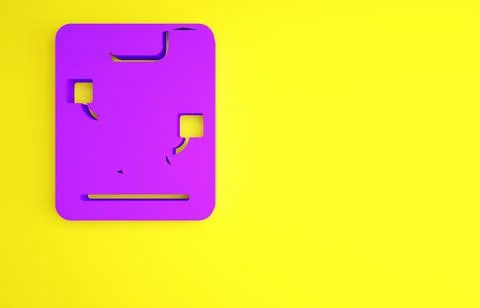 Purple Server, Data, Web Hosting icon isolated on yellow background. Minimali Stock Illustration