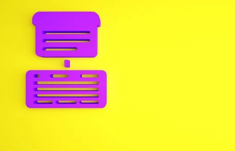 Purple Server, Data, Web Hosting icon isolated on yellow background. Minimali Stock Illustration
