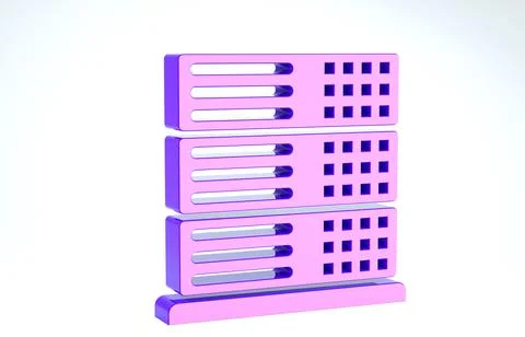 Purple Server, Data, Web Hosting icon isolated on white background. 3d illust 스톡 일러스트