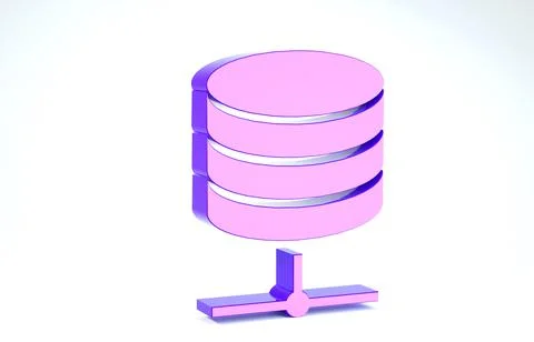 Purple Server, Data, Web Hosting icon isolated on white background. 3d illust Stock Illustration