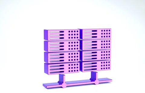 Purple Server, Data, Web Hosting icon isolated on white background. 3d illust Illustrazione stock