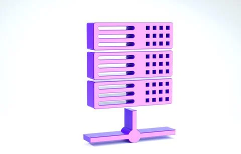 Purple Server, Data, Web Hosting icon isolated on white background. 3d illust Stockillustratie