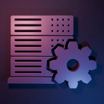 Purple Server setting icon isolated on purple-blue background. Minimalism c.. Foto stock