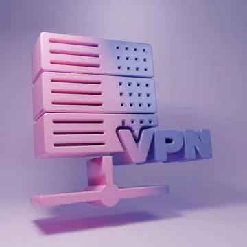 Purple Server VPN icon isolated on purple background. Minimalism concept. 3.. Stockillustratie