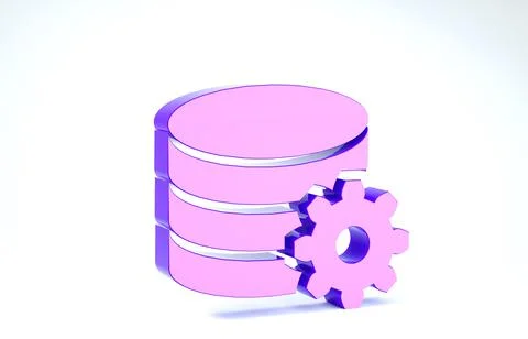 Purple Setting database server icon isolated on white background. Database Ce イラスト素材