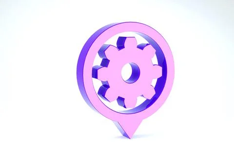 Purple Setting icon isolated on white background. Tools, service, cog, gear,  Illustrazione stock