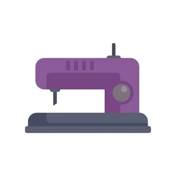 Purple sewing machine standing on table for handmade clothes Stock Illustration
